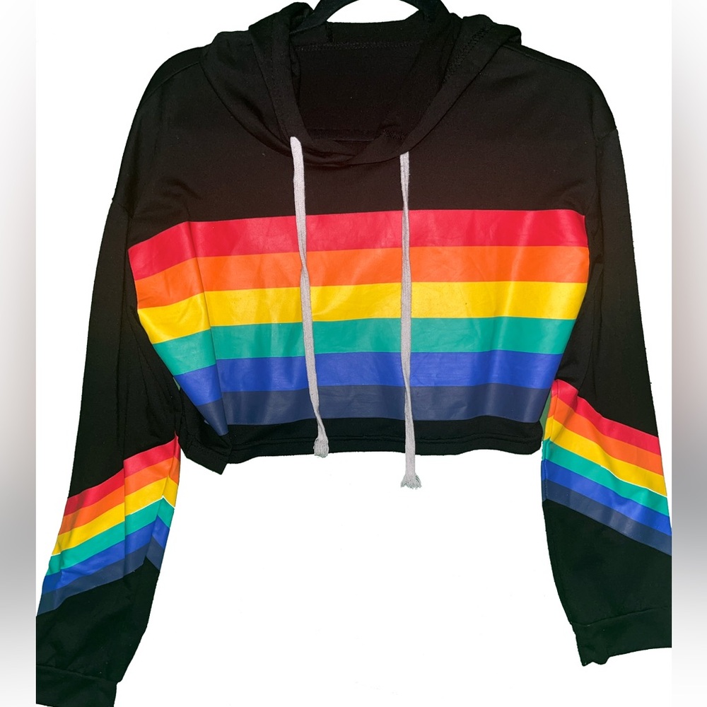 Rainbow cropped sweatshirt hoodie